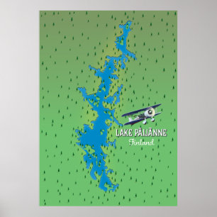 Poster Lac Päijänne Finlande belle carte