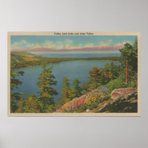 Poster Lac Tahoe, CA - Lac Leaf et lac Tahoe