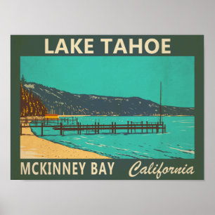 Poster Lac Tahoe McKinney Bay Californie Vintage