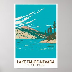 Poster Lac Tahoe Nevada State Park Nevada Vintage