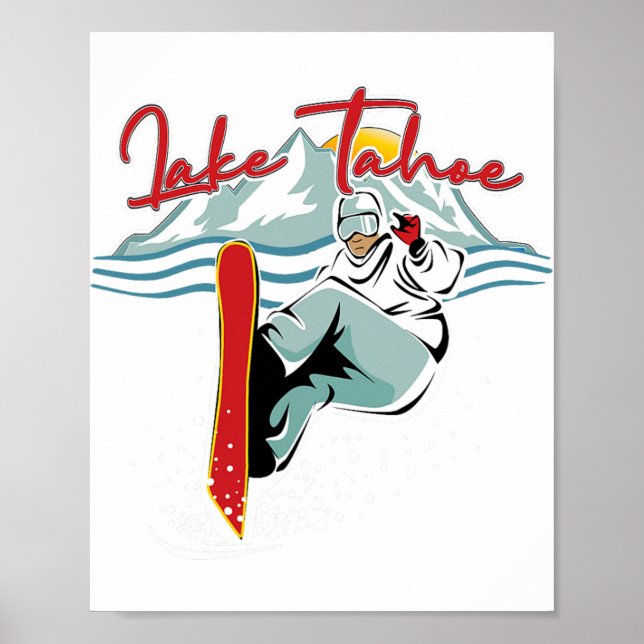 Poster Lac Tahoe Sierra Nevada Californie Snowboard S (Devant)
