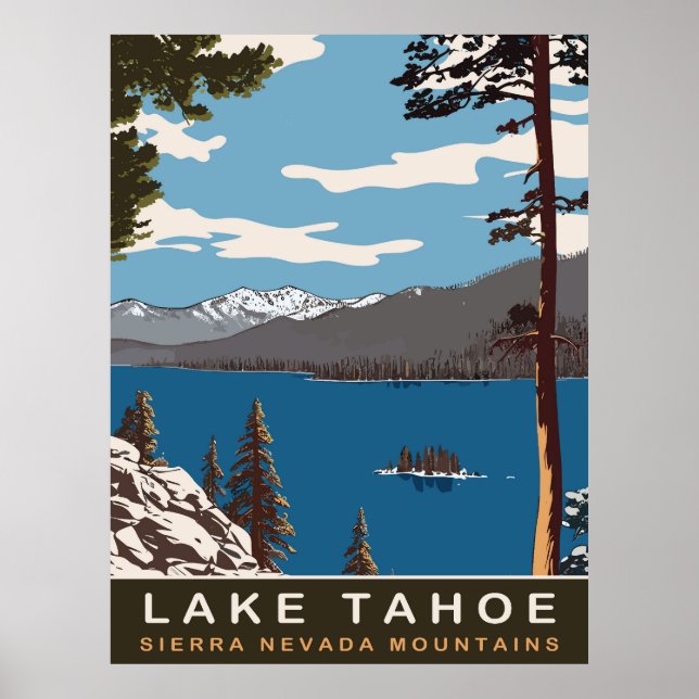 Poster Lac Tahoe, Sierra Nevada, Voyage (Devant)