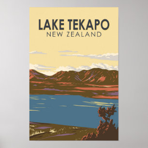 Poster Lac Tekapo Nouvelle-Zélande Voyage Art Vintage