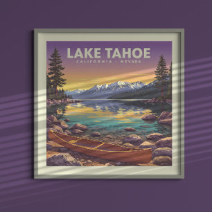 Poster Lac vintage Tahoe Californie Nevada