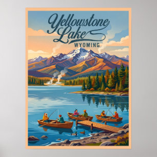 Poster Lac Yellowstone Wyoming Pêche Scénique