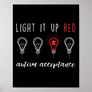 Poster L'acceptation de l'autisme le feu rouge #redinstea