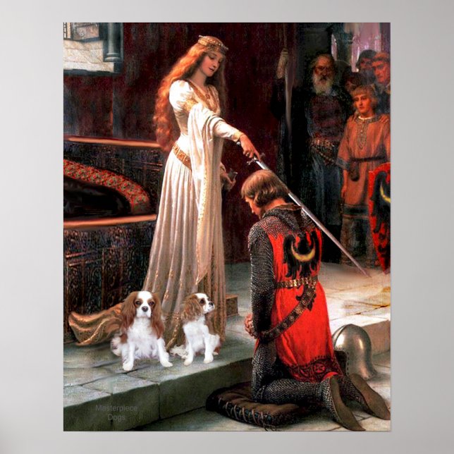 Poster L'Accolade avec 2 Blenheim Cavalier King Charles (Devant)