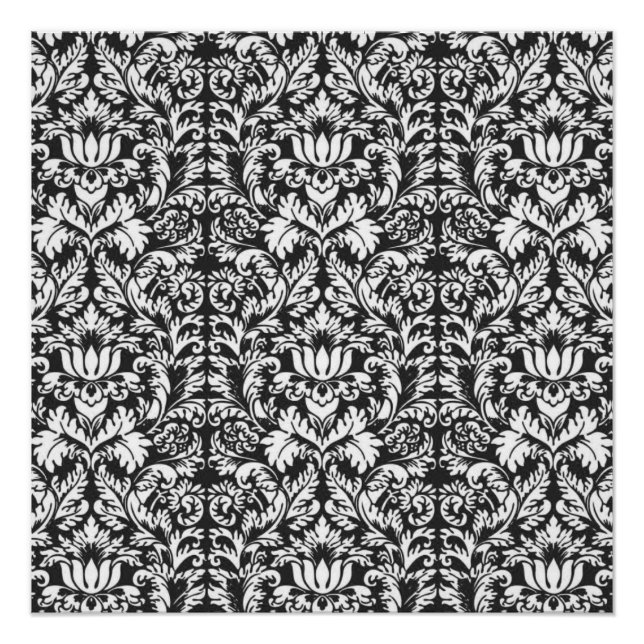 Poster Lace noir blanc Damas Brocade (Devant)