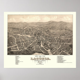 Poster Laconia, NH Panoramic Map - 1883