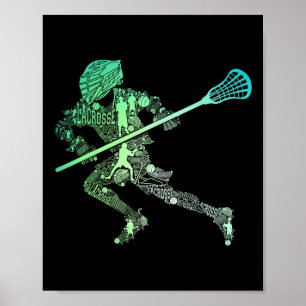 Poster Lacrosse Lax Joueur Athlète Entraîneur sportif Équ