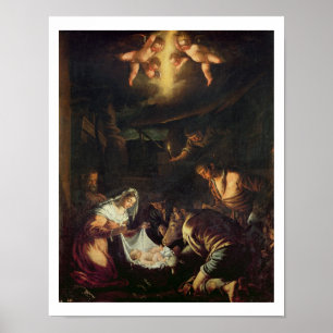 Poster L'adoration des bergers (huile sur la toile)