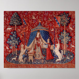Poster Lady and Unicorn Medieval Tapestry Desire