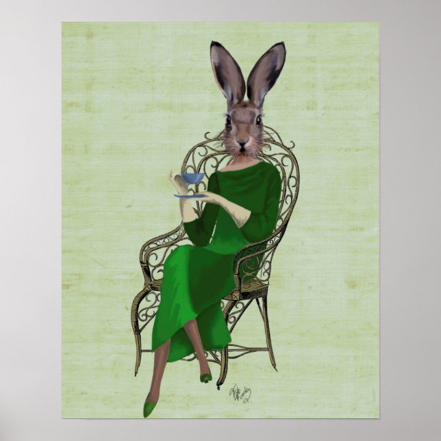 Poster Lady Bella Rabbit Prendre Du Thé (Devant)
