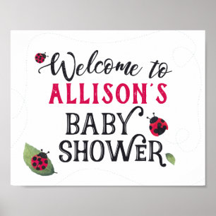 Poster Lady Bug Baby Shower Welcome Sign