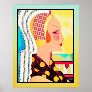Poster Lady de couverture de magazine vintage (Art Déco)