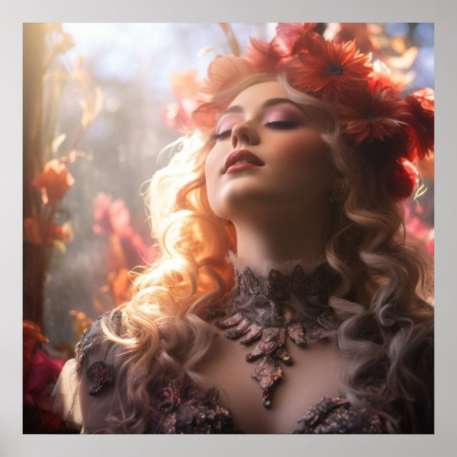 Poster Lady de la couronne de fleurs (Devant)