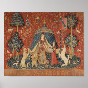 Poster Lady Et La Licorne Moyen Age Tapisserie Vintage