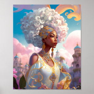 Poster Lady In Surreal World Art Africain Américain