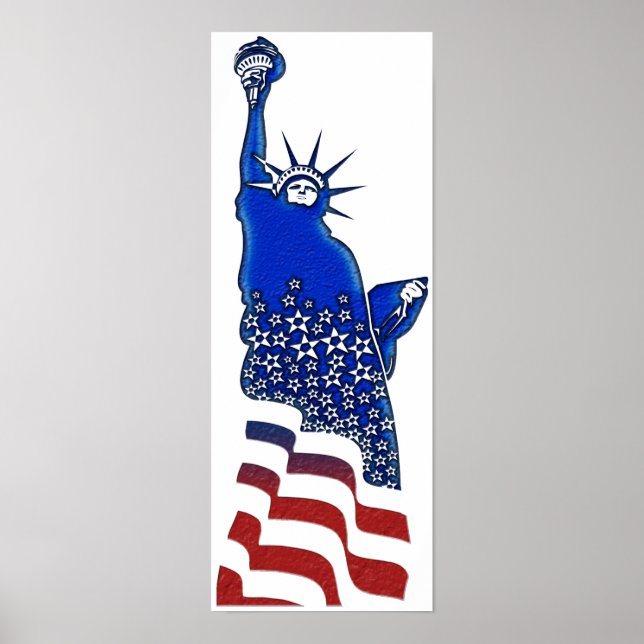 Poster Lady Liberty en rouge, blanc et bleu (Devant)