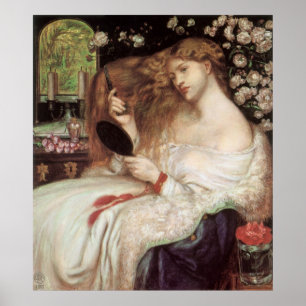 Poster Lady Lilith de Rossetti, Portrait victorien Vintag