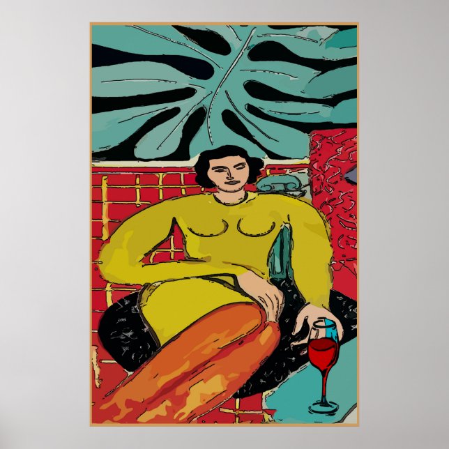 Poster Lady Matisse au vin rouge (Devant)