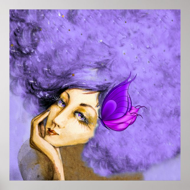 Poster Lady Papilionem Art (Devant)