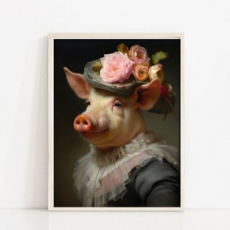 Poster Lady Pig Vintage Portrait, Victorian Animal Portra