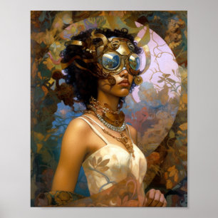 Poster Lady Portant des lunettes Imaginaire noir Sci-Fi