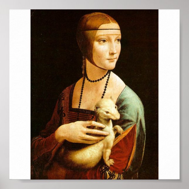Poster Lady with an Ermine par Leonardo Da Vinci c. 1490 (Devant)