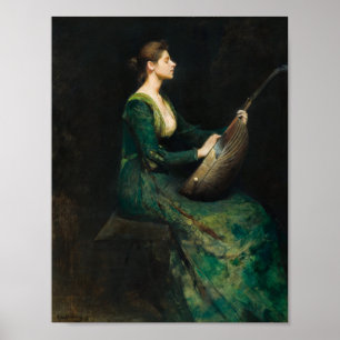 Poster Lady with the luth de Thomas Dewing