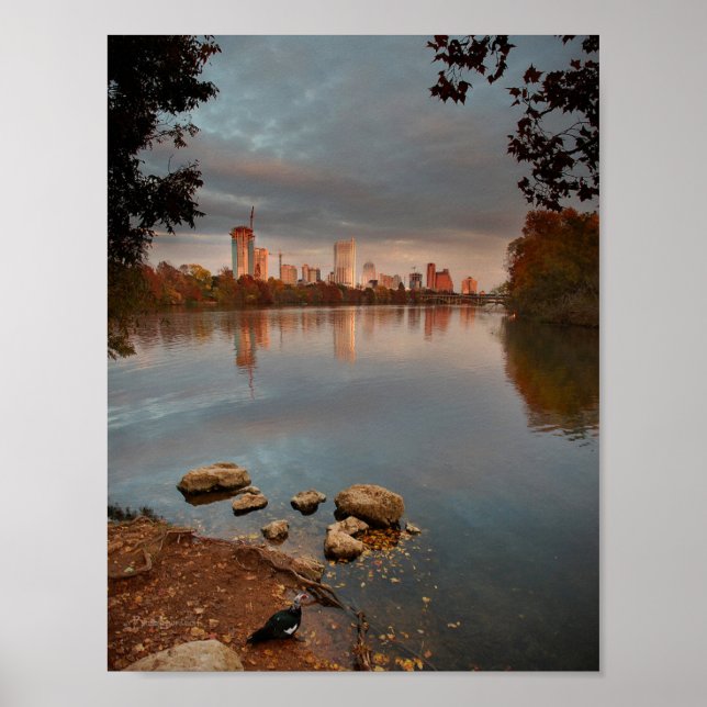 Poster Ladybird Lake Sunrise 2 - Austin Texas Skyline (Devant)