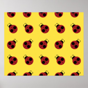 Poster Ladybug 60s rétro cool rouge jaune