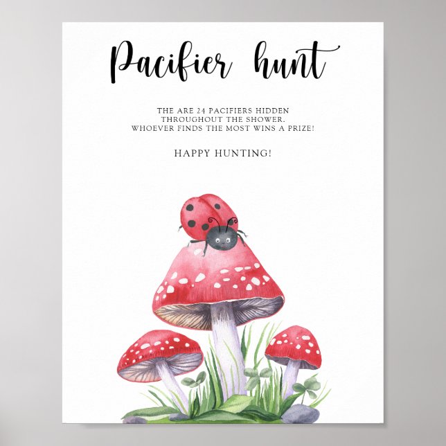 Poster Ladybug - chasse à la suce jeu de baby shower (Devant)