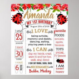 Poster Ladybug Lady bug Birthday Party board
