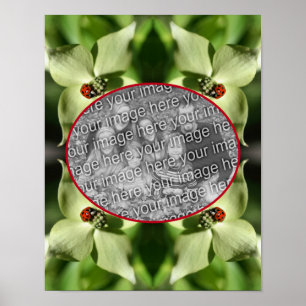 Poster Ladybug On Dogwood Flower Frame Ajouter Votre Phot