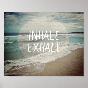 Poster l'affiche bleue de citation d'océan inhalent