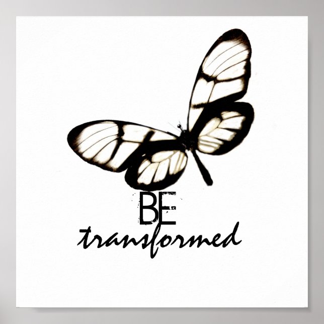 Poster l'affiche d'art papillon inspirant être transformé (Devant)