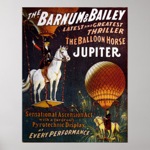Poster L'affiche de cirque de Jupiter de cheval de ballon