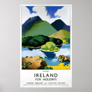 Poster L'affiche de l'Vintage voyage irlandais Killarney 