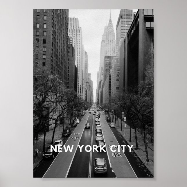 Poster L'affiche de New York en noir et blanc (Devant)