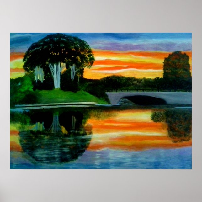 Poster L'affiche de peinture à l'huile SUNSET FACTOR WOW (Devant)