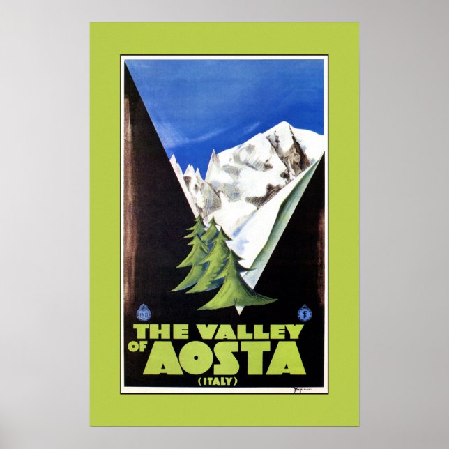 Poster L'affiche de voyage de la Vallée d'Aoste Italie Al (Devant)