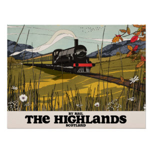 Poster L'affiche de voyage des Highlands d'Écosse