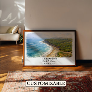 Poster L'affiche des Hamptons New York, Aquarelle, Sur me