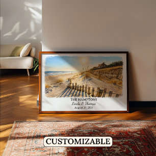 Poster L'affiche des Hamptons New York, Aquarelle, Sur me