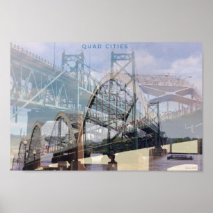 Poster L'affiche des ponts historiques des quatre villes