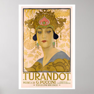 Poster L'affiche d'opéra vintage Turandot de Puccini