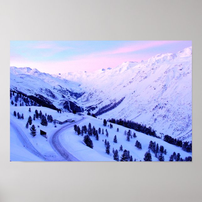 Poster L'affiche du lever du soleil sur les monts Snowy (Devant)