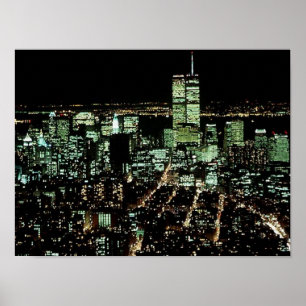 Poster L'AFFICHE NYC~ dans la nuit de Tours jumelles de ~