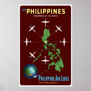 Poster L'affiche Vintage voyage des Philippines restaurée
